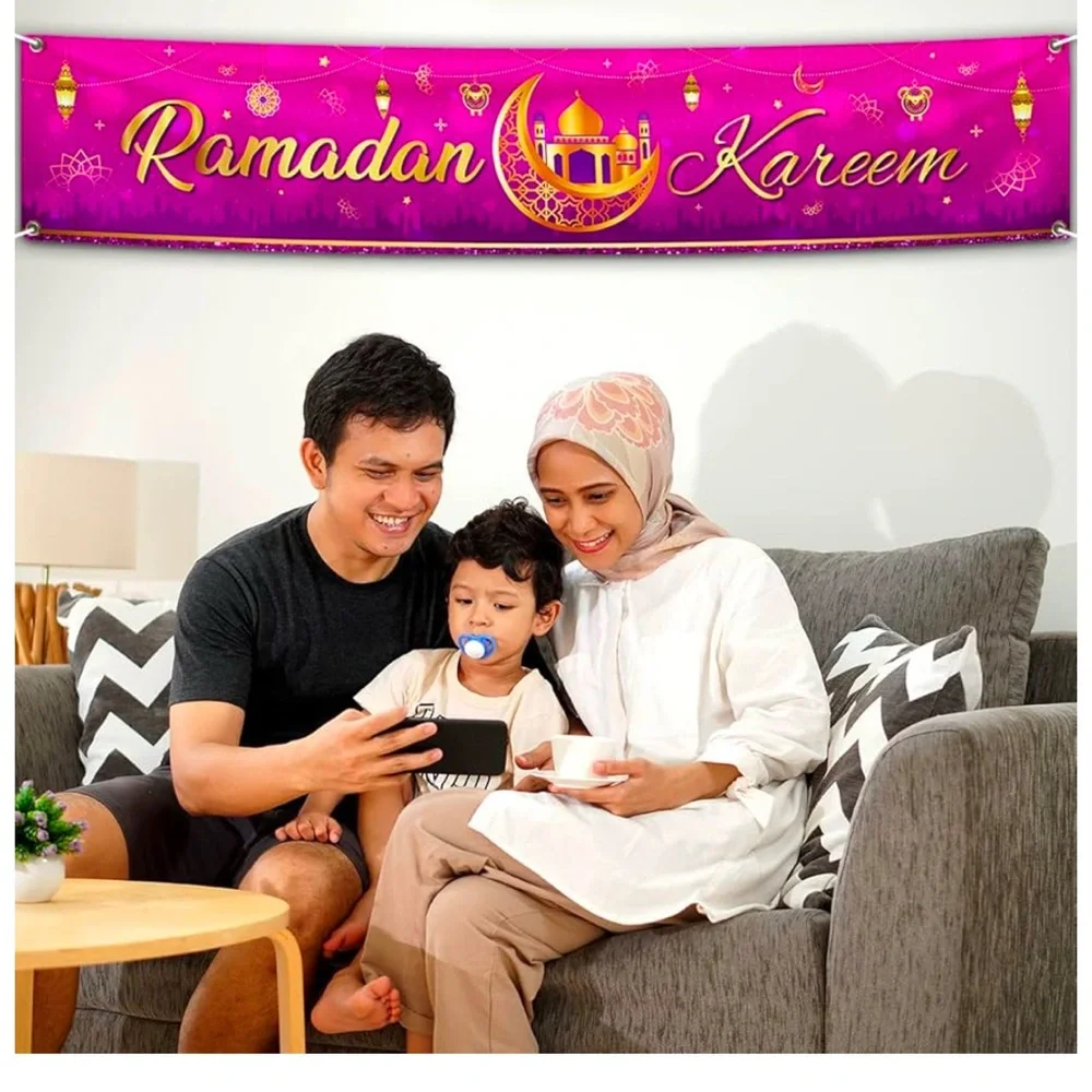 Ramadan Eid Mubarak Decorations,2 x 9,Large Muslim Ramadan Background Banne